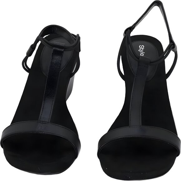 Style & Co Mulan Black Pebble Wedge T-Strap Sandals Women's US 8.5M - Picture 5 of 6